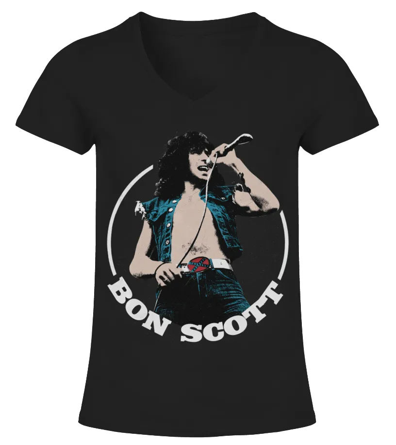 AC/DCBON SCOTT ''AC/DC'' CAMISETA CUELLO PICO MUJER