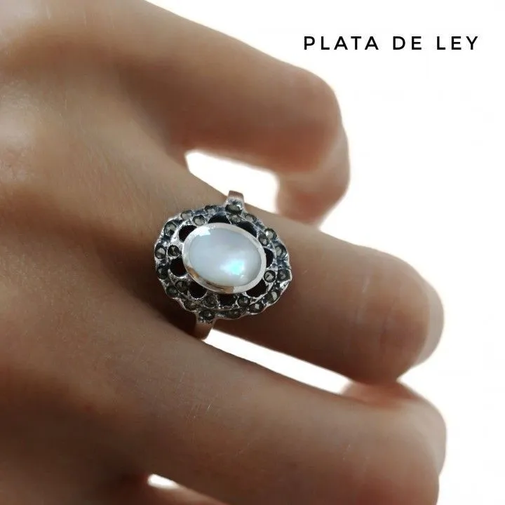 Anillo Plata Marquesitas Nácar