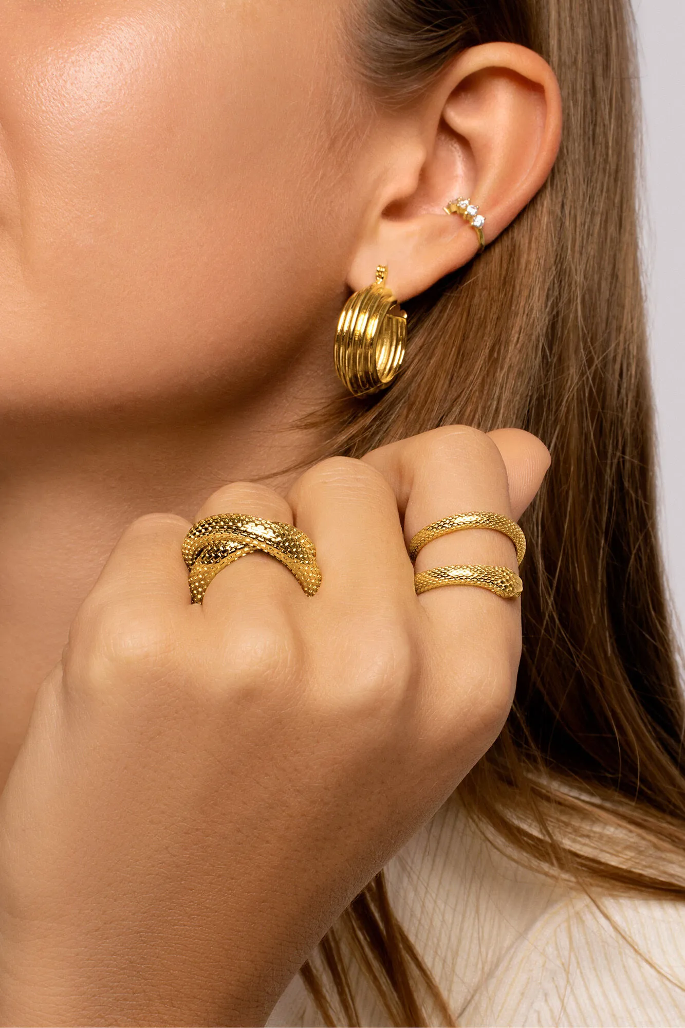 Anillo Rope Cross Oro