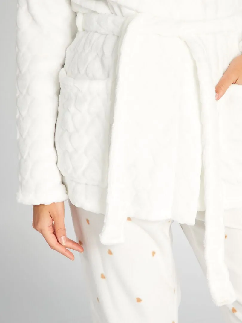 BATA DE TEJIDO POLAR  BLANCO