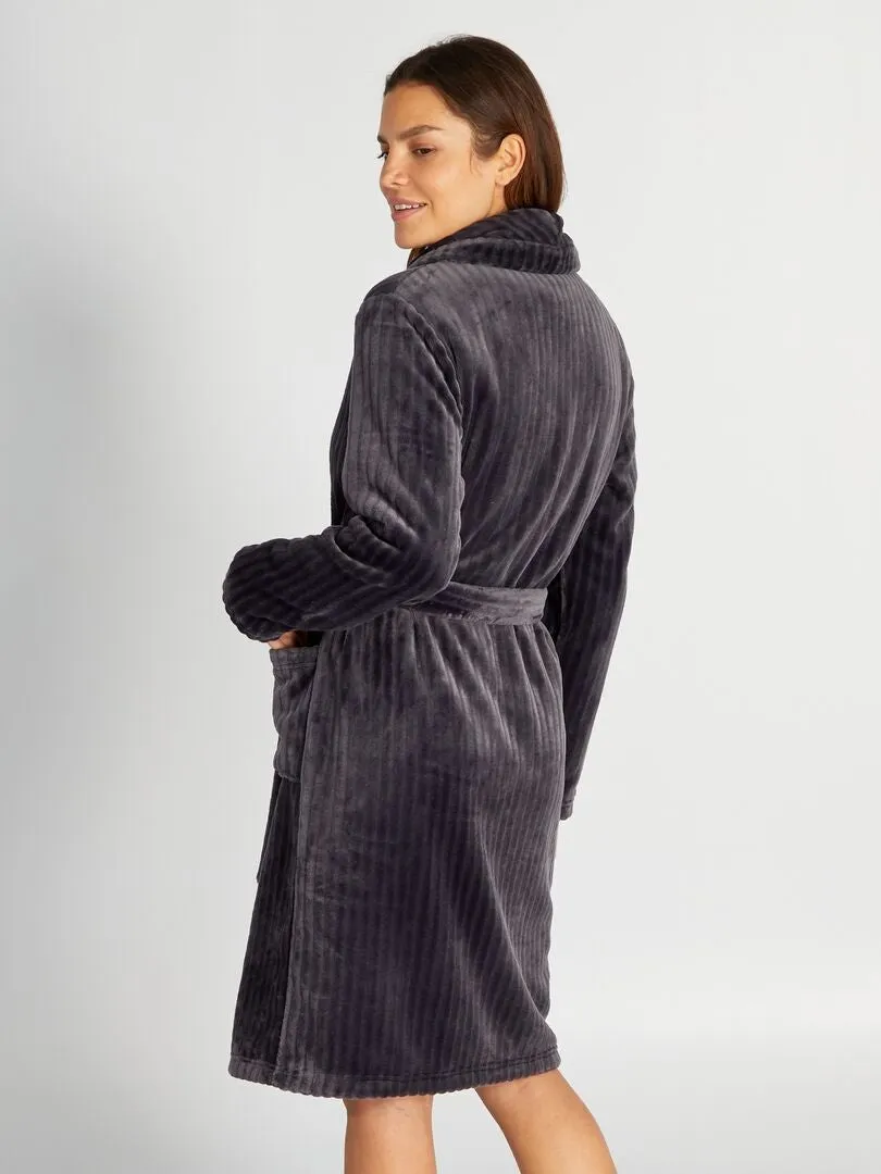 BATA DE TEJIDO POLAR  GRIS