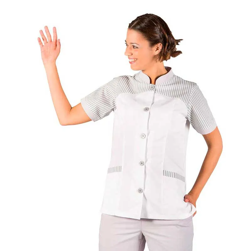 BATA LIMPIEZA OUTLET ELSA BLANCA CON RAYA GRIS  GARY'S