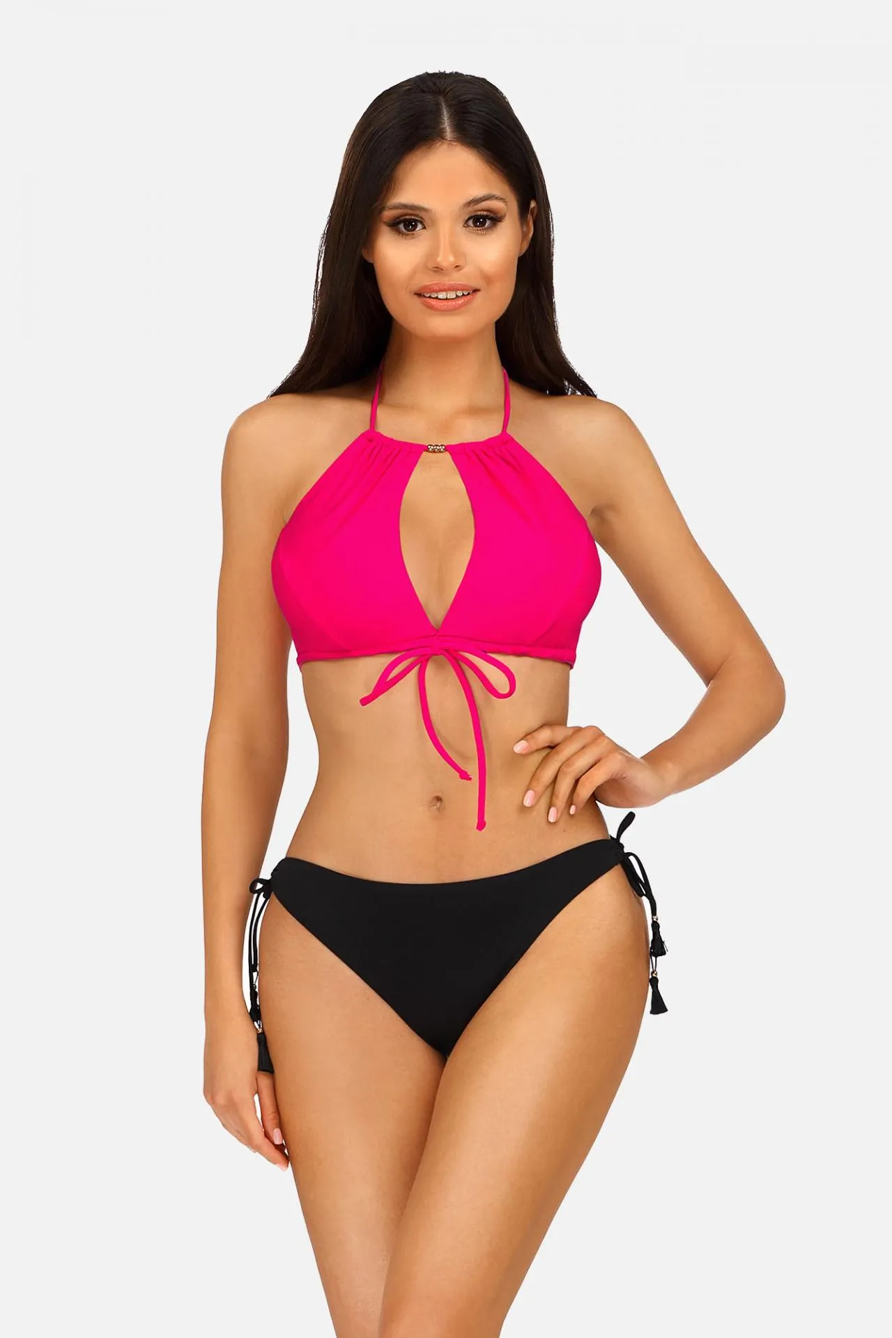 Bikini rosa y negro de moda