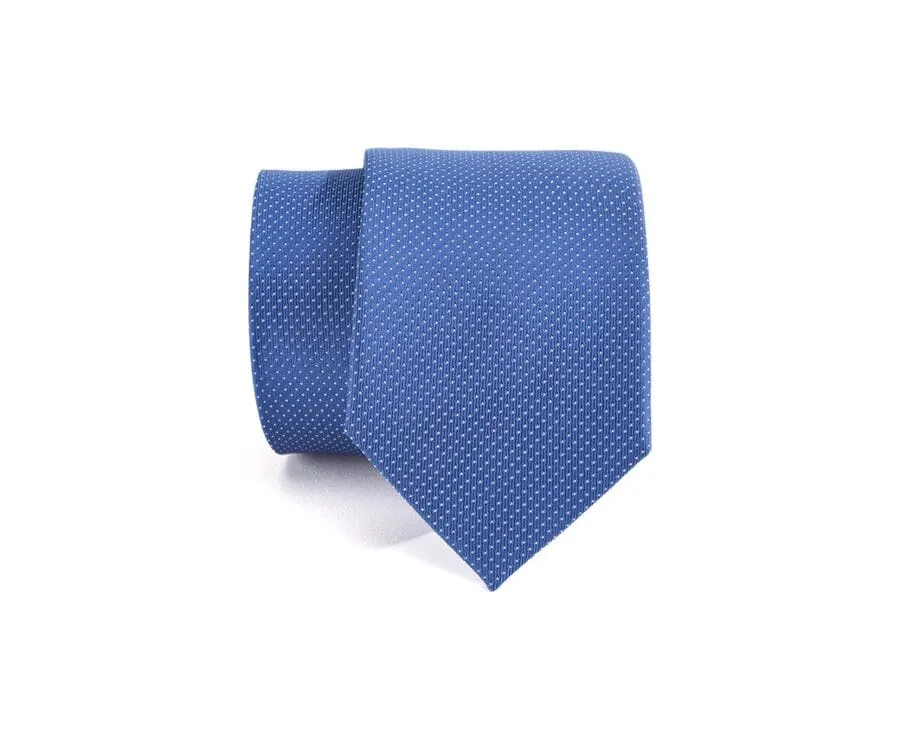 Blue Silk Tie with White Micro dots
