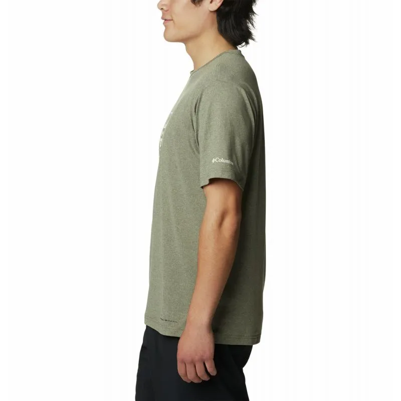 Camiseta Columbia Camiseta Tech TrailFront Graphic SS para hombre (Stone Green Hth)