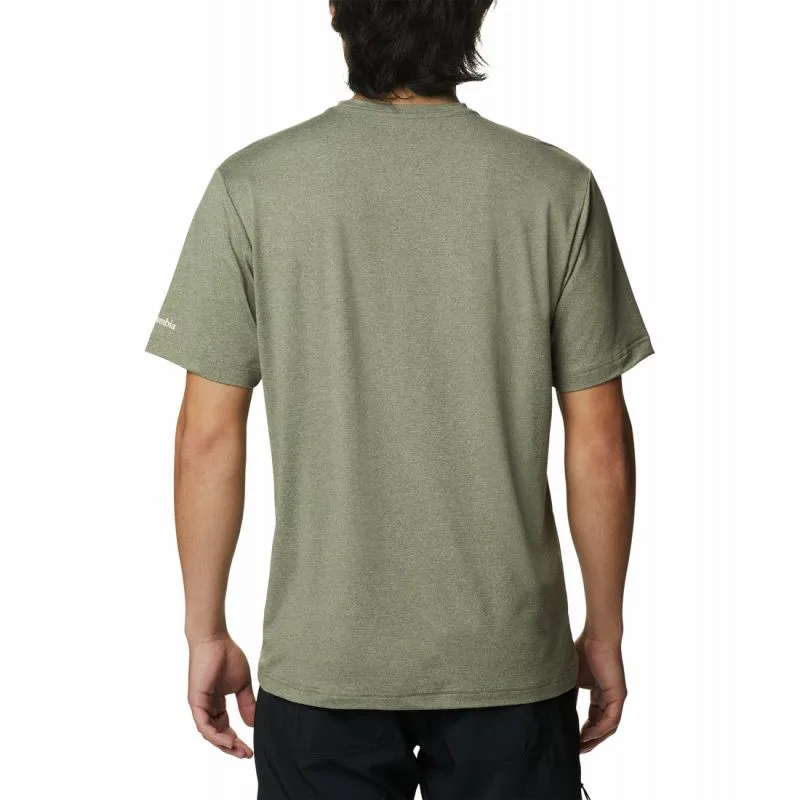 Camiseta Columbia Camiseta Tech TrailFront Graphic SS para hombre (Stone Green Hth)