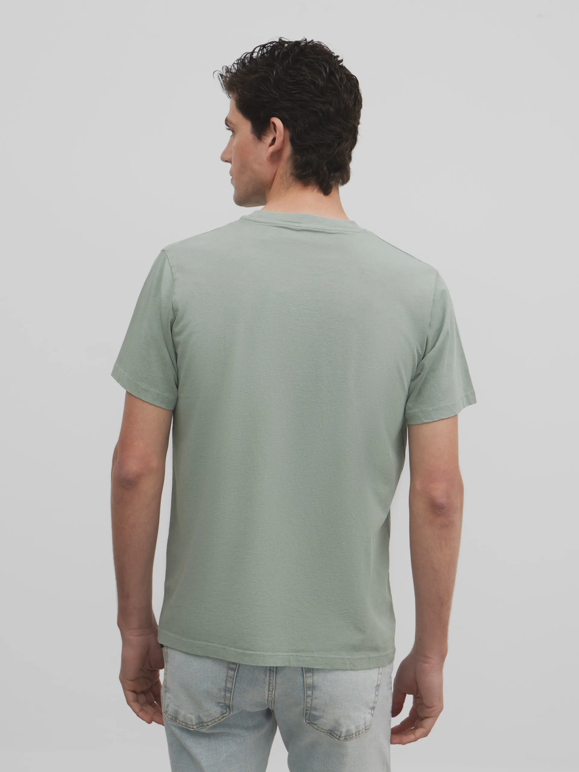 Camiseta silbon lisa bolsillo verde