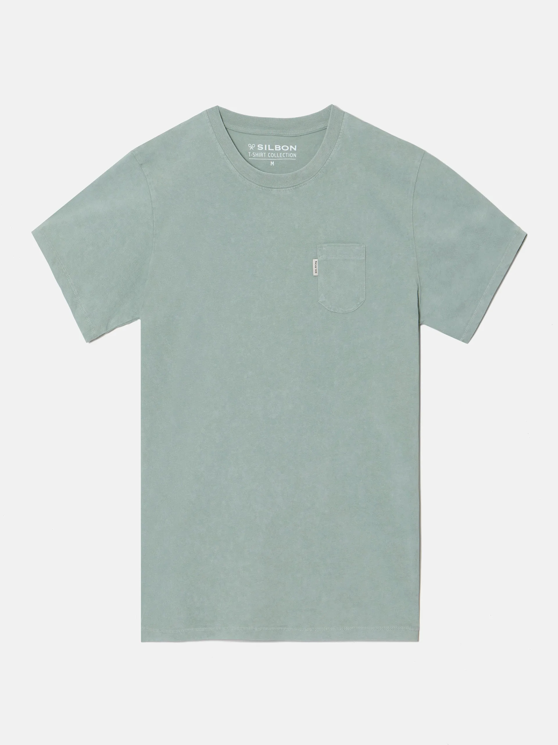 Camiseta silbon lisa bolsillo verde