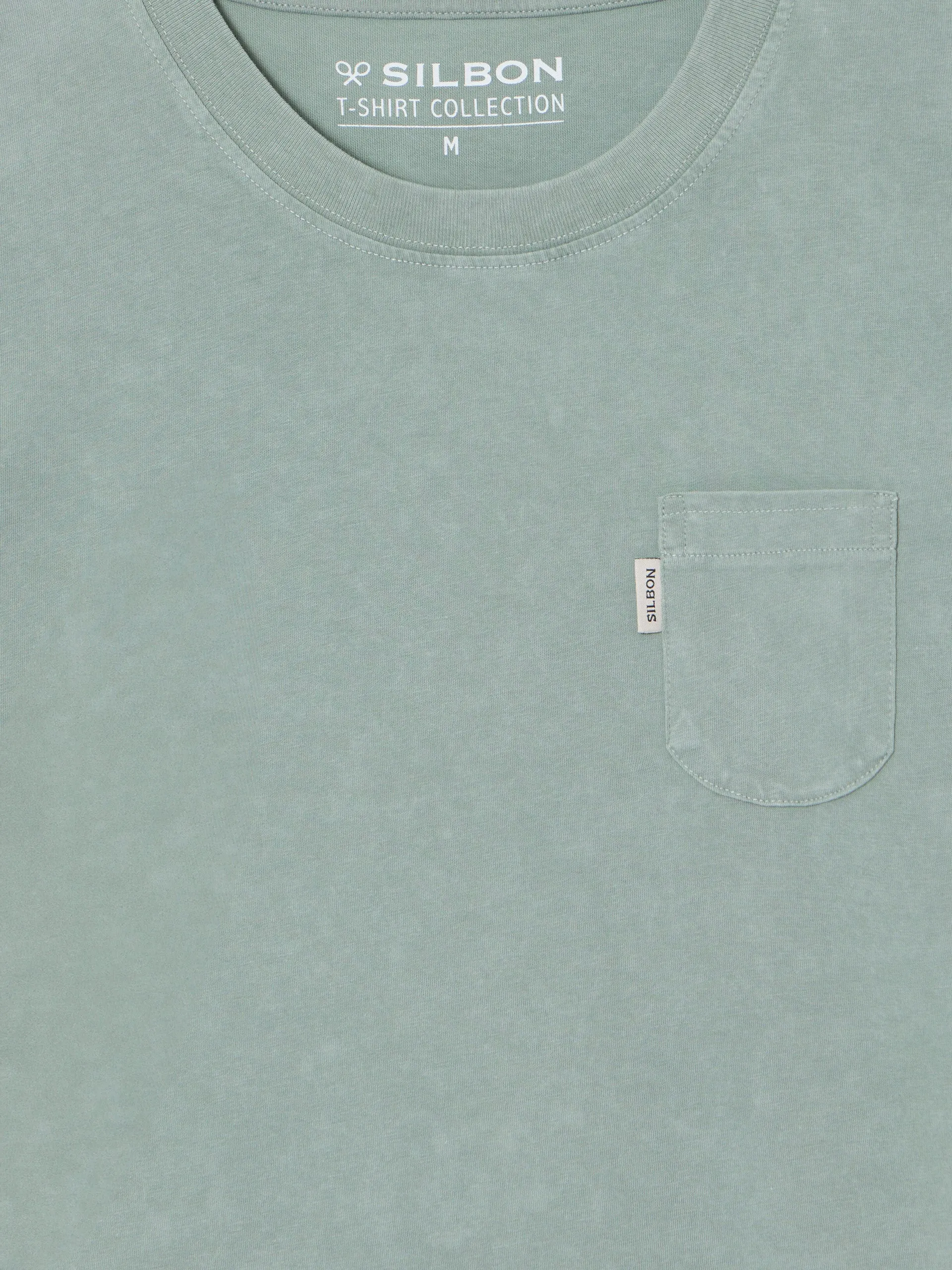 Camiseta silbon lisa bolsillo verde