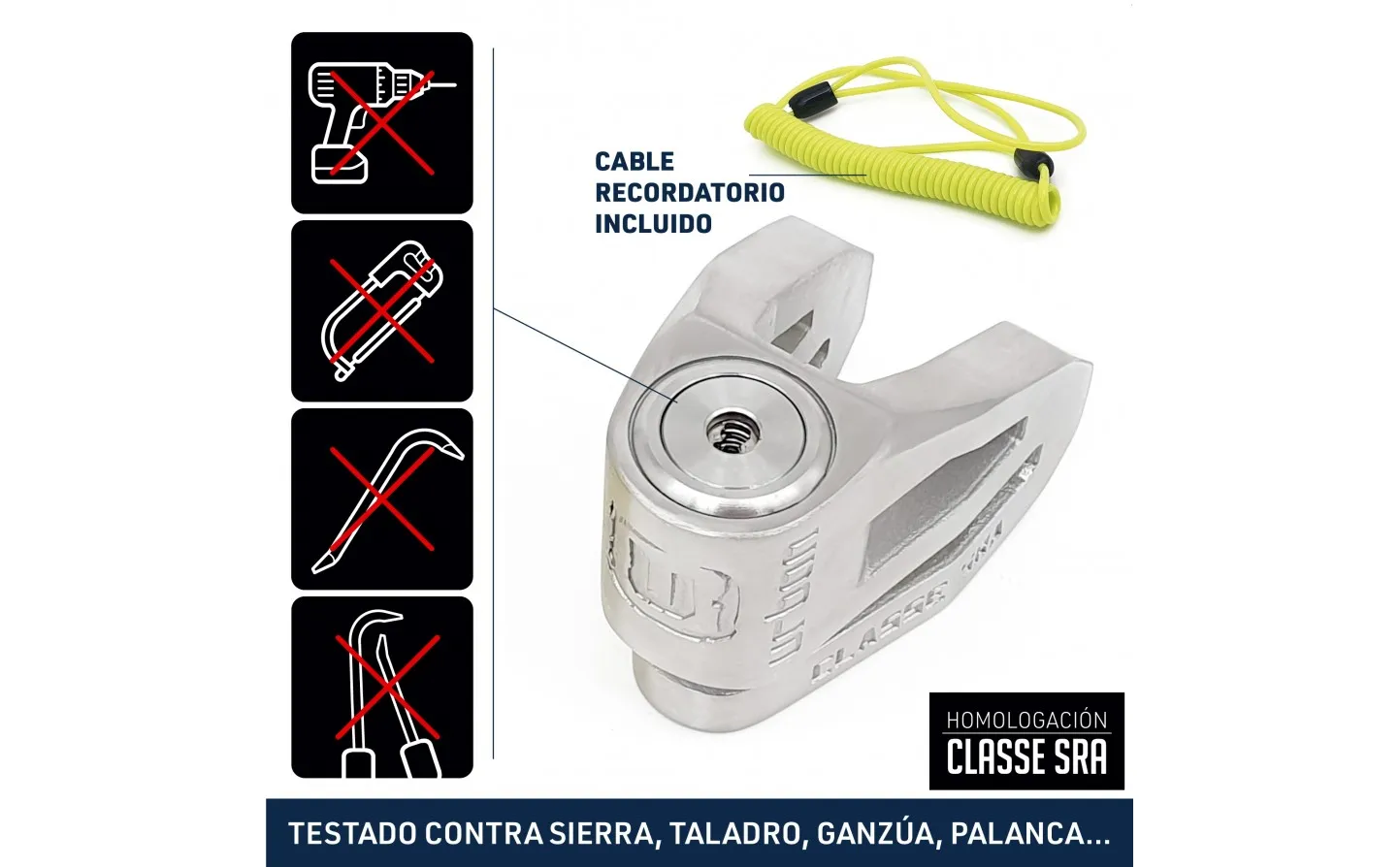 CANDADO URBAN HITECH DISC LOCK ø10MM SRA INOX STEEL |UR210S|