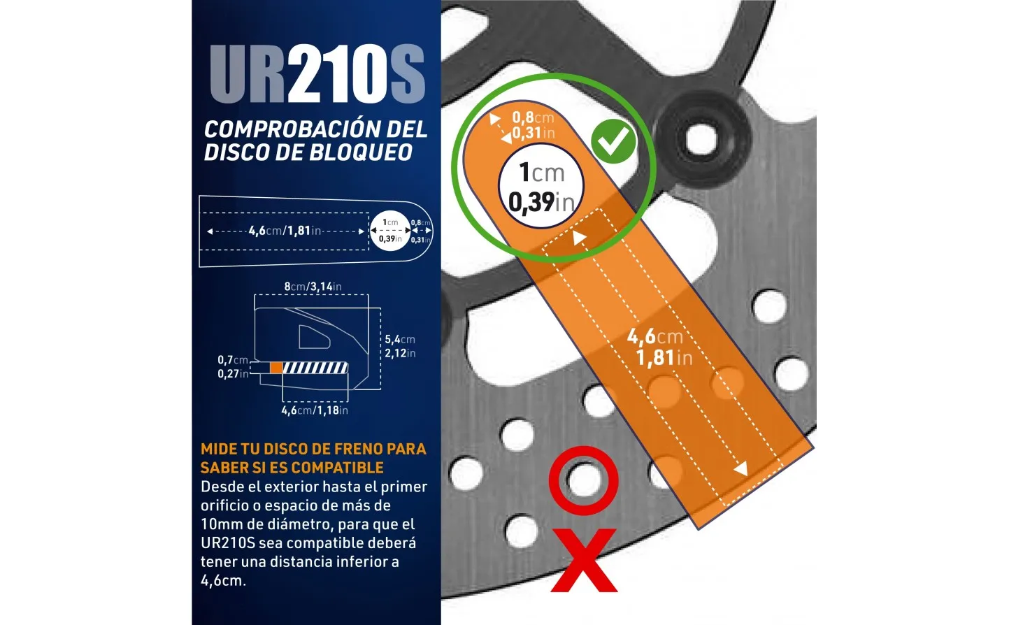 CANDADO URBAN HITECH DISC LOCK ø10MM SRA INOX STEEL |UR210S|
