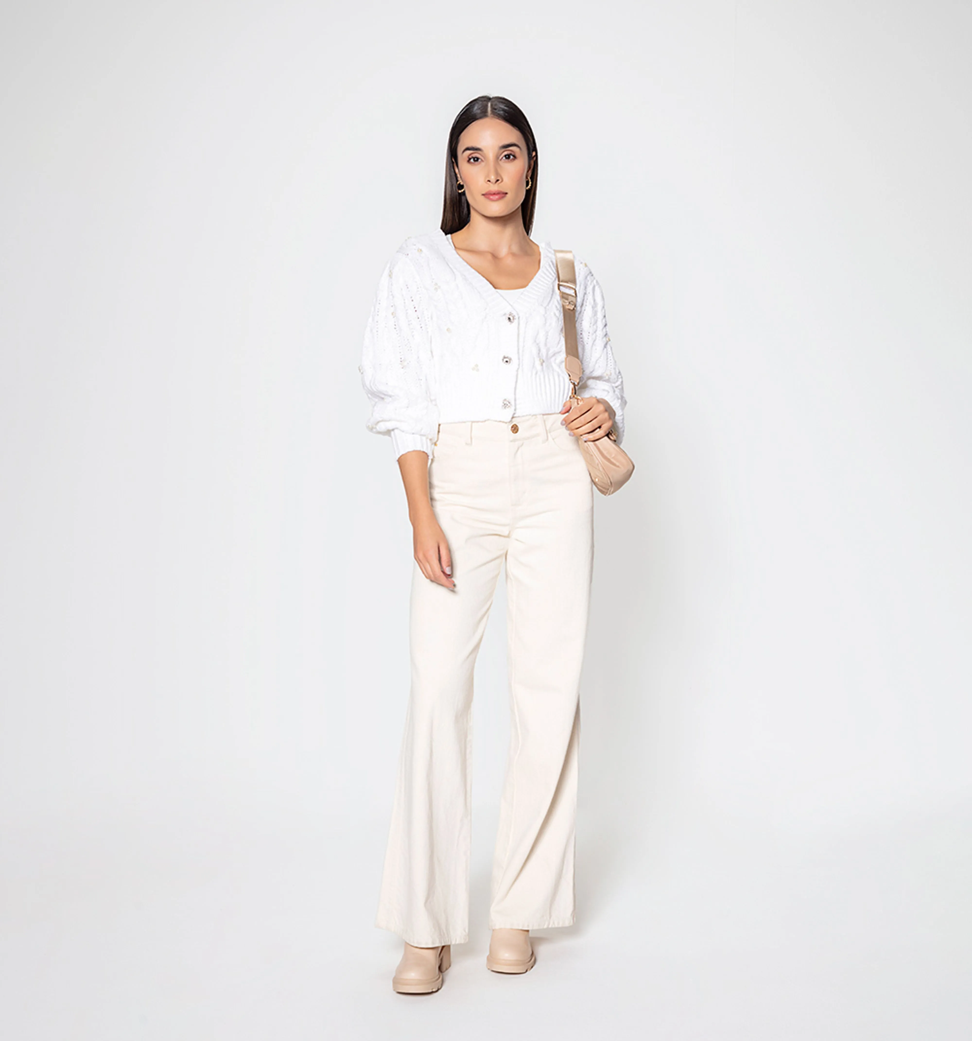 Cardigan tejido perlas