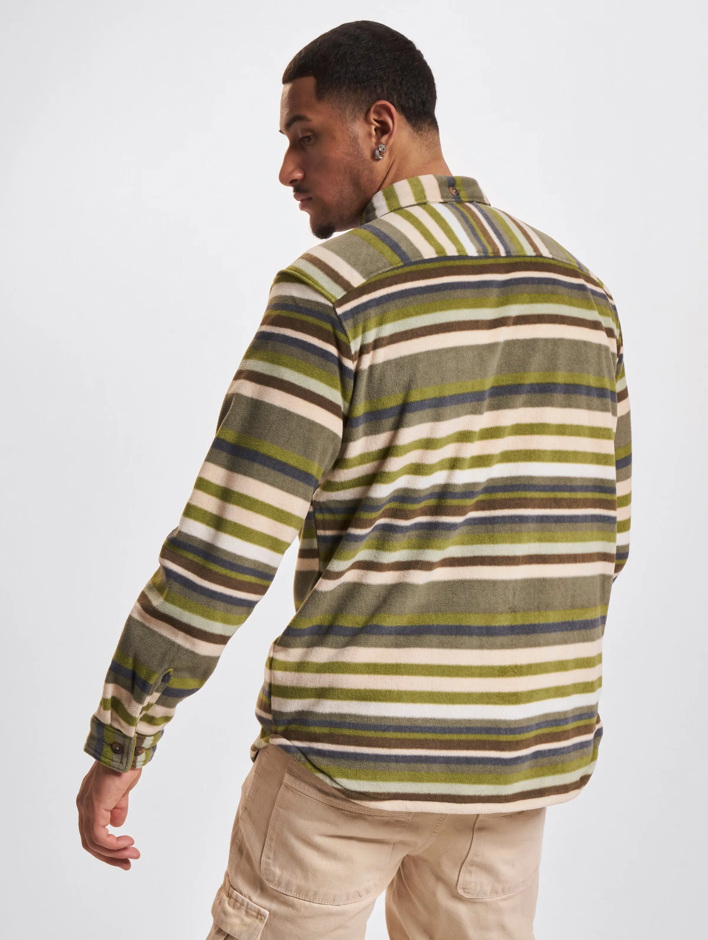 Columbia Columbia Flare Gun Fleece Over Shirt Stone Green Surfcrest Stripe
