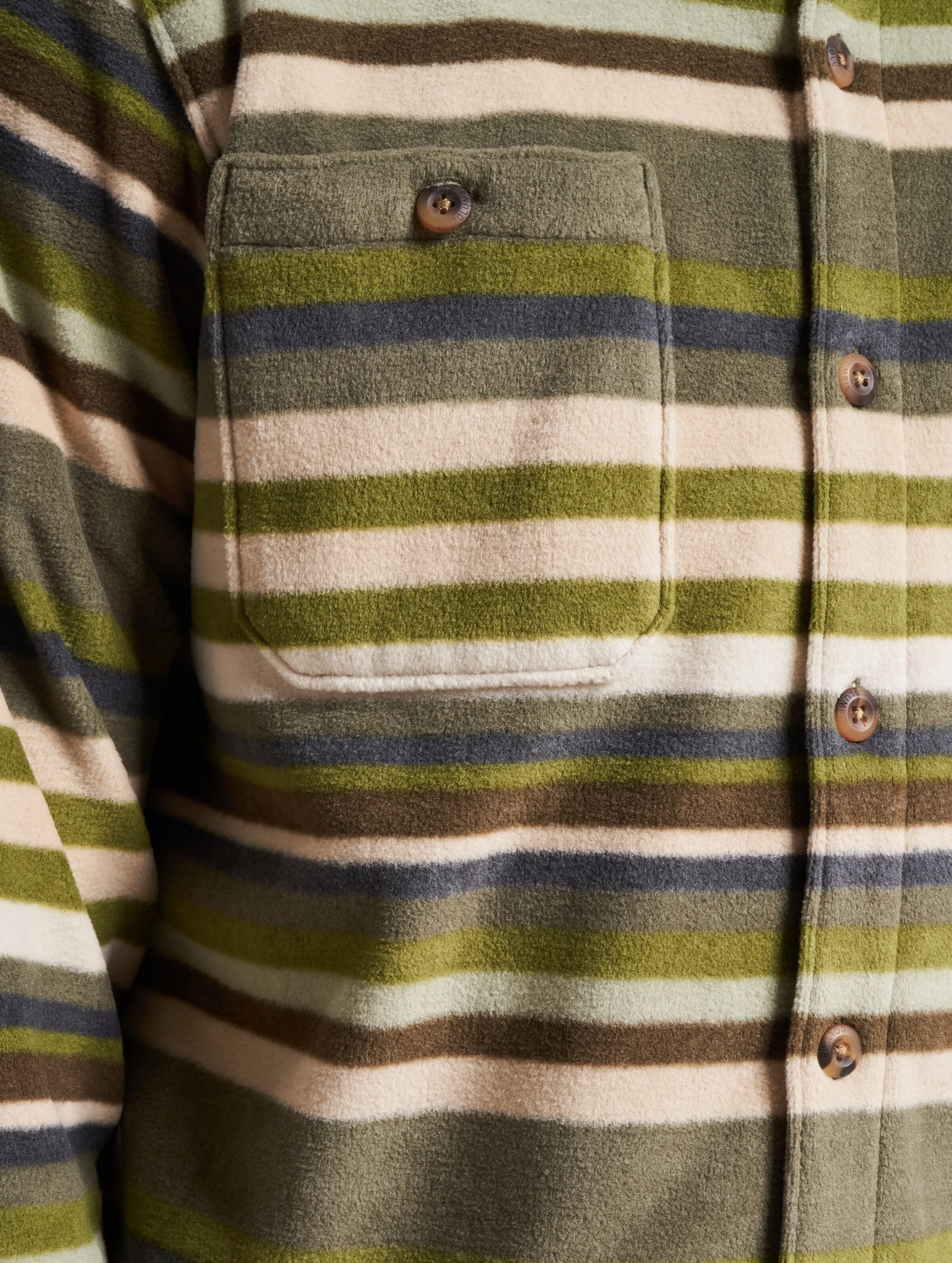 Columbia Columbia Flare Gun Fleece Over Shirt Stone Green Surfcrest Stripe