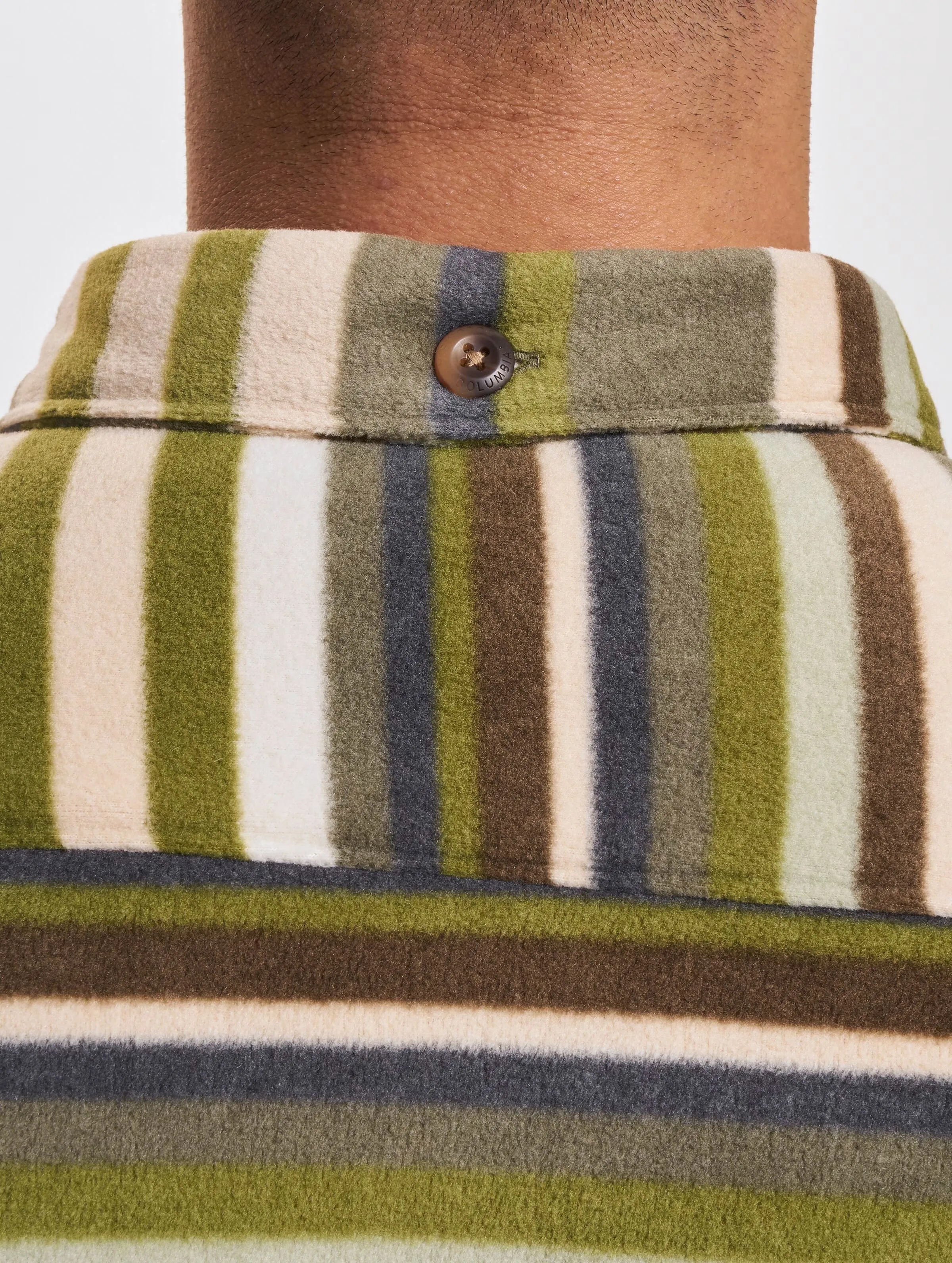 Columbia Columbia Flare Gun Fleece Over Shirt Stone Green Surfcrest Stripe