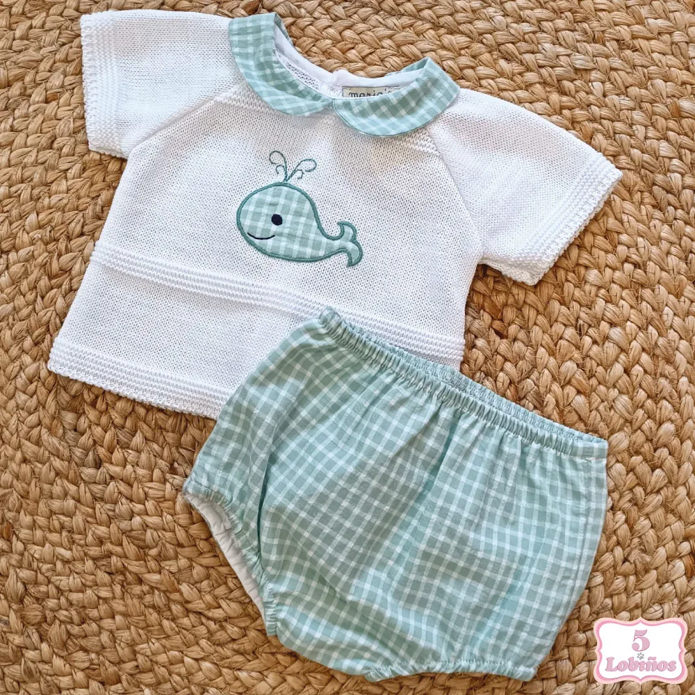 CONJUNTO BEBÉ NIÑO PEZ VERDE