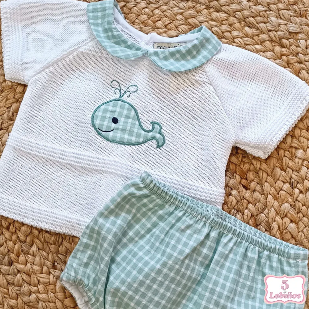 CONJUNTO BEBÉ NIÑO PEZ VERDE