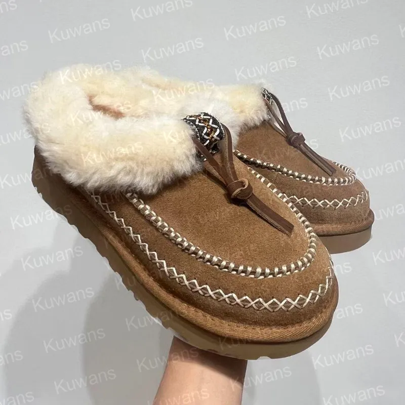 Descripción de mujeres Alpine Tasman Tazz Mini Boots Platform Slippers Hickory Chestnut Ultra Mini Boot Suede Winter Designer Fu