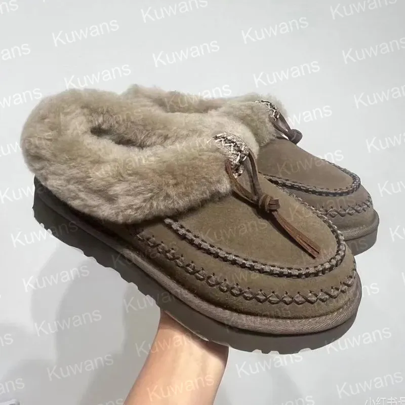 Descripción de mujeres Alpine Tasman Tazz Mini Boots Platform Slippers Hickory Chestnut Ultra Mini Boot Suede Winter Designer Fu