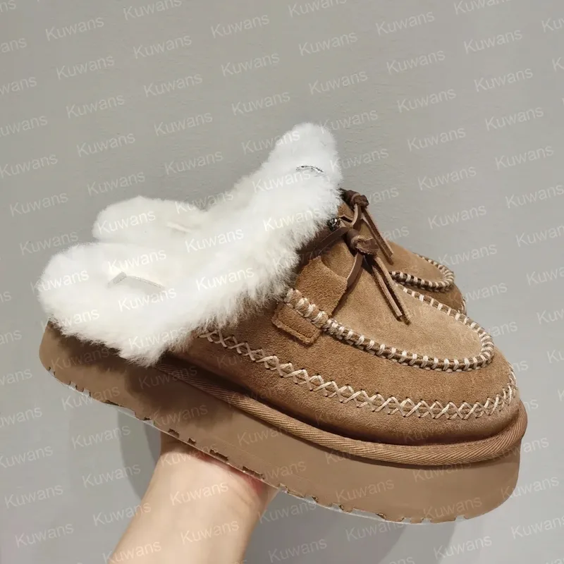 Descripción de mujeres Alpine Tasman Tazz Mini Boots Platform Slippers Hickory Chestnut Ultra Mini Boot Suede Winter Designer Fu