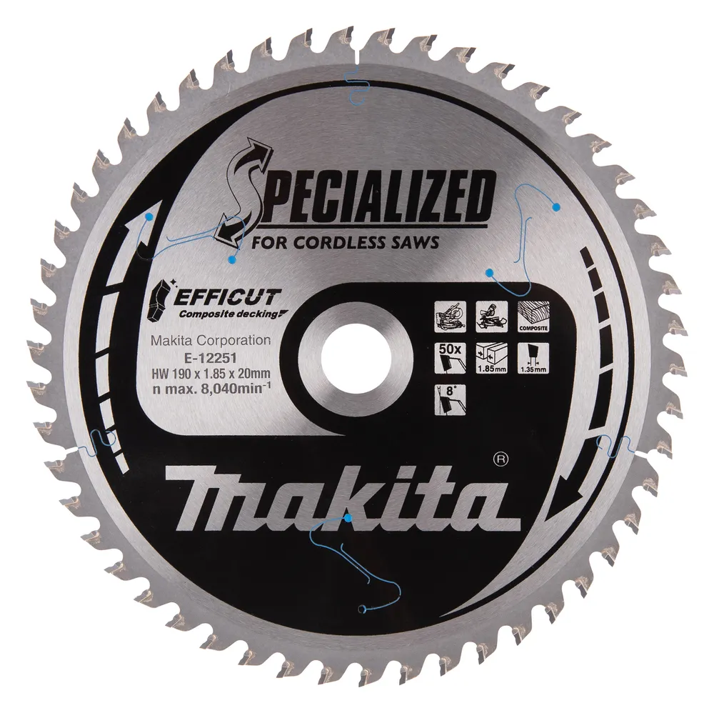 DISCO SPECIALIZED MAKITA 190X20MM 50 DIENTES MADERA E12251
