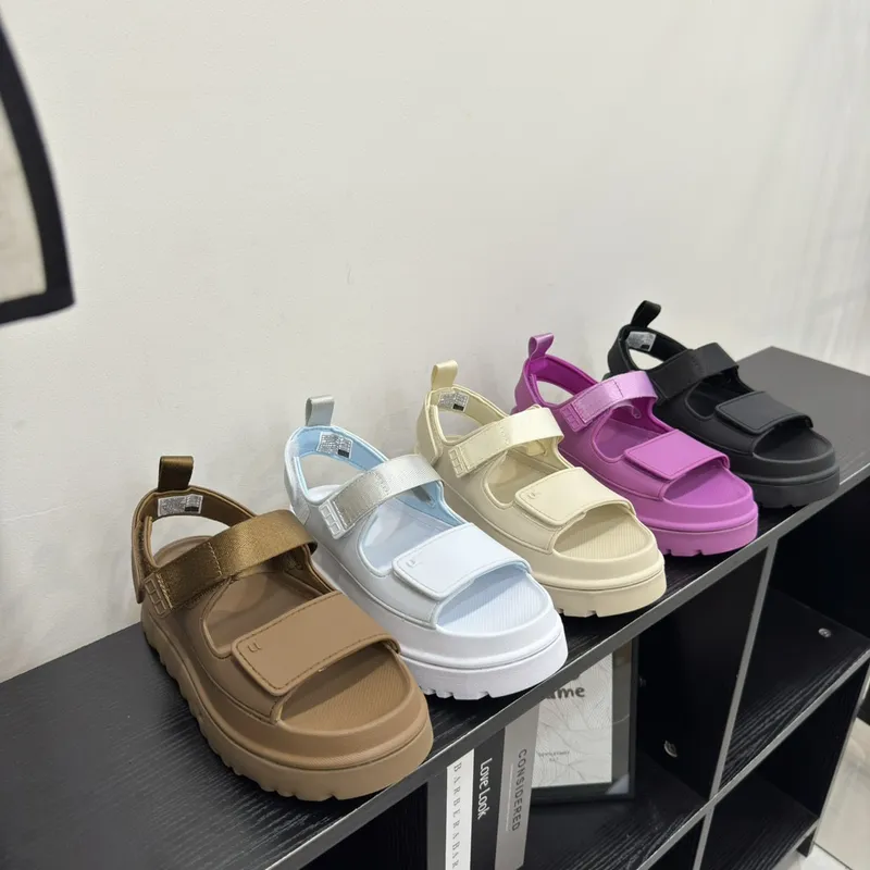 Diseñador Goldenglow Sandals Women Slippers Platform Sandal Sandaly Beach Beach Eva Slides Dad Golden Glow Mules Implaz de agua 