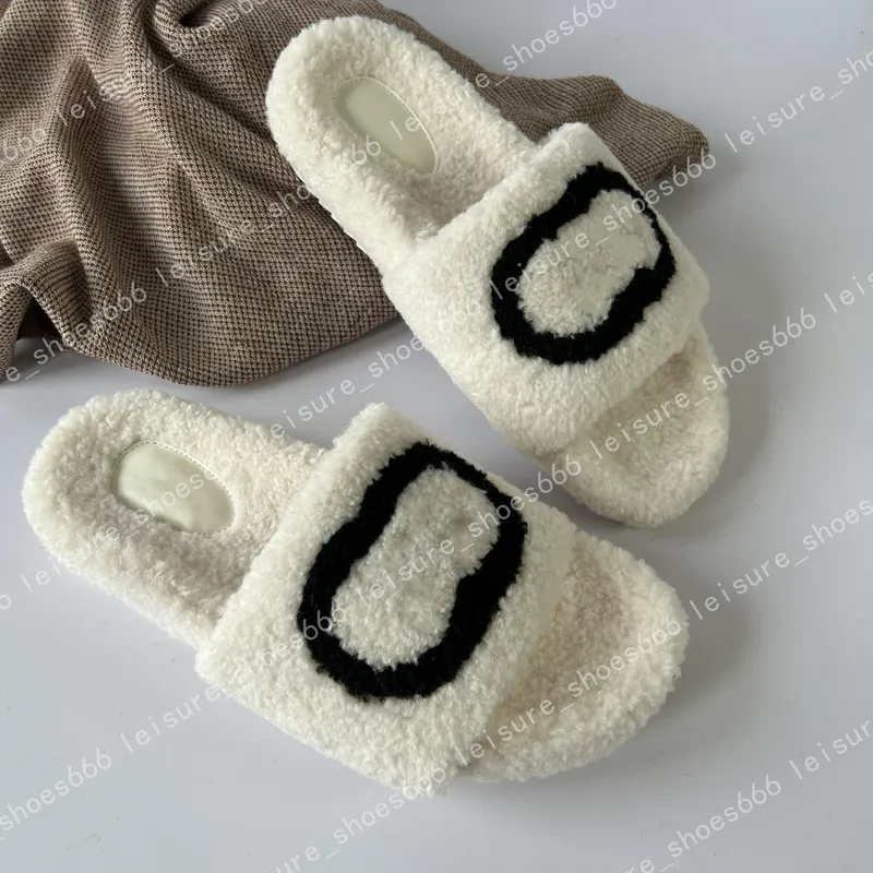 Diseñador Luxury Flat Comfort Slippers Lool Mujeres Sandalias peludas esponjosas Toboganes