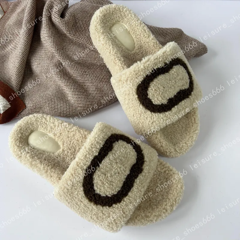 Diseñador Luxury Flat Comfort Slippers Lool Mujeres Sandalias peludas esponjosas Toboganes