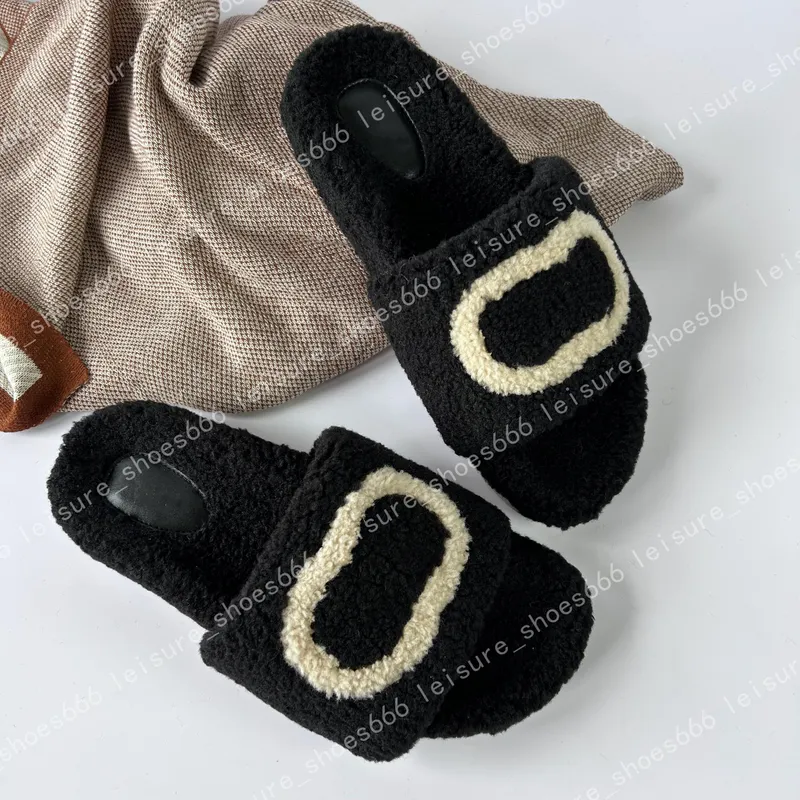Diseñador Luxury Flat Comfort Slippers Lool Mujeres Sandalias peludas esponjosas Toboganes