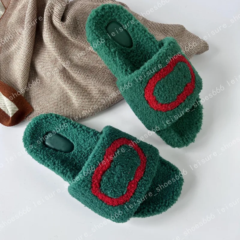 Diseñador Luxury Flat Comfort Slippers Lool Mujeres Sandalias peludas esponjosas Toboganes