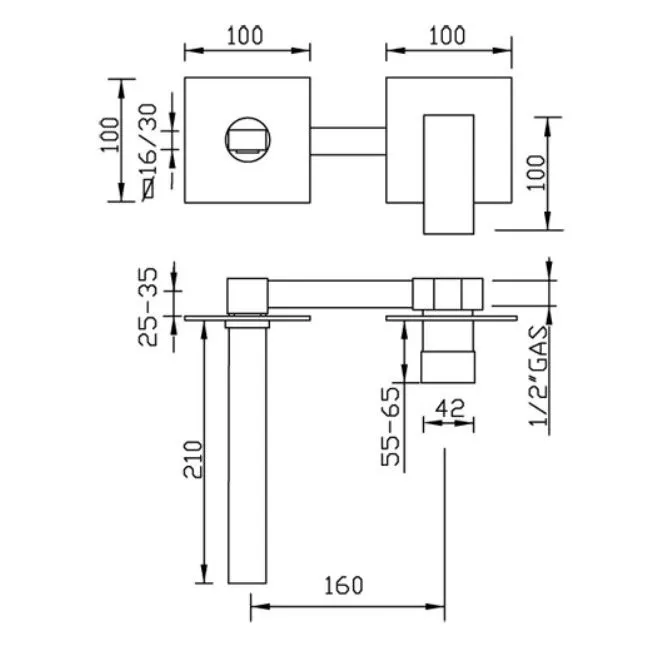 GABOLI FRATELLI NEW SPACE MEZCLADOR LAVABO EMPOTRADO CON CAÑO DE PARED