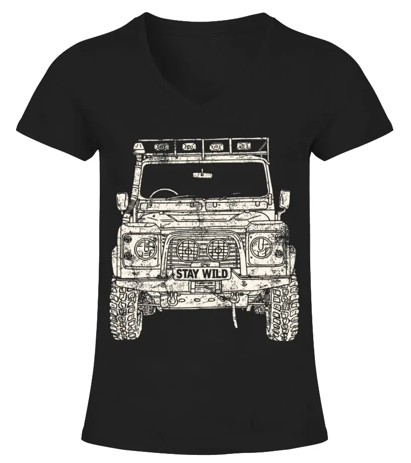 Land Rover Defender BK 002 Camiseta cuello pico Mujer