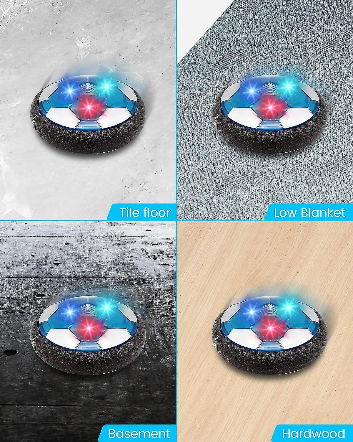 Led Hover Football, Boys Toys Rechargeable Hover Soccer Ball, Air Power Soccer Ball With Foam Bumper