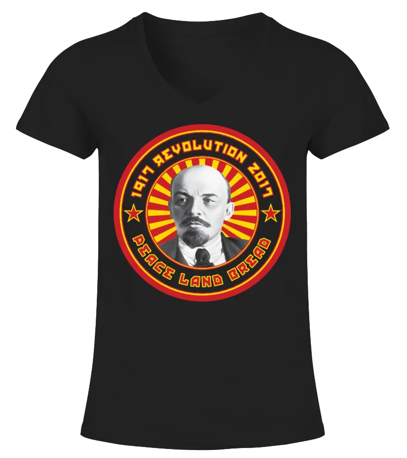Lenin Peace Land Bread Camiseta cuello pico Mujer