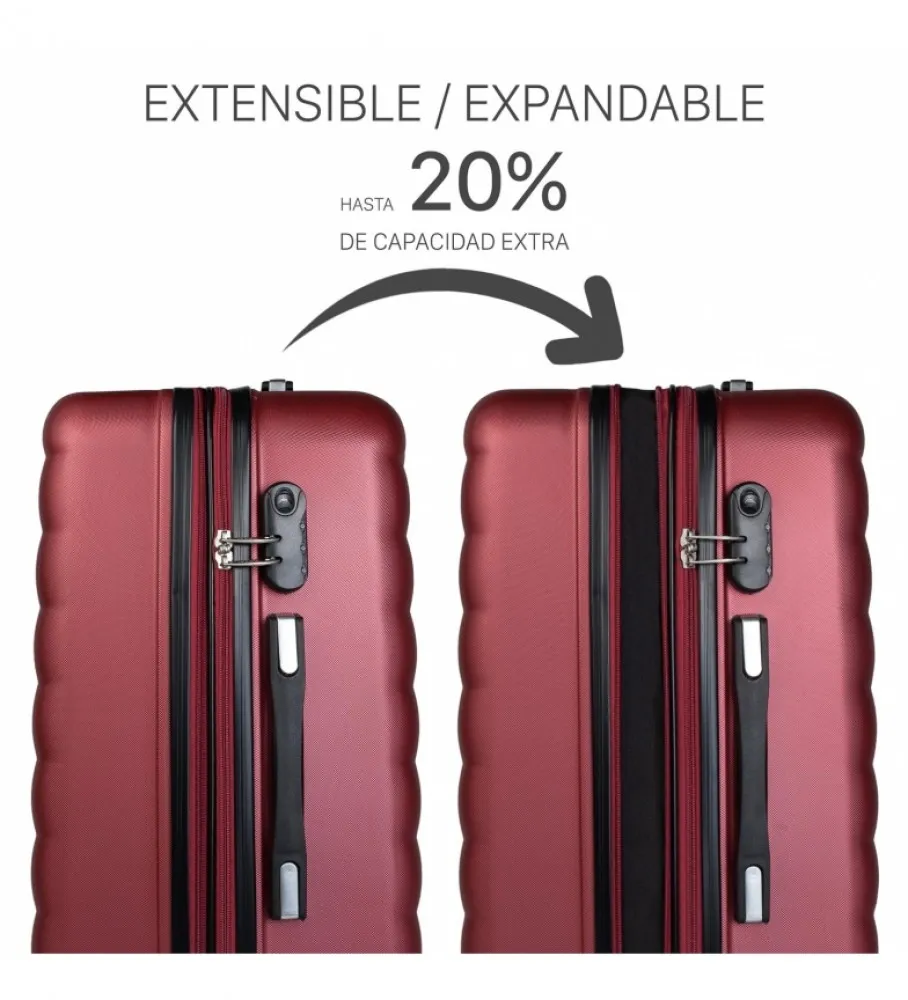 MALETA DE VIAJE RíGIDA 4 RUEDAS MEDIANA TROLLEY 71260 GRANATE 65X42X26CM