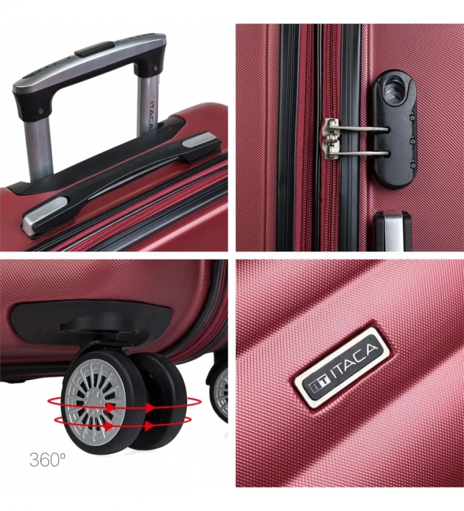 MALETA DE VIAJE RíGIDA 4 RUEDAS MEDIANA TROLLEY 71260 GRANATE 65X42X26CM