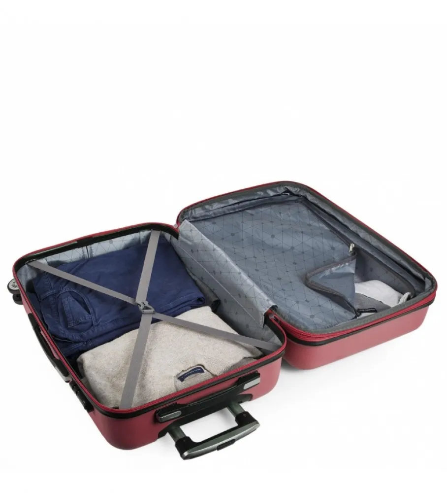 MALETA DE VIAJE RíGIDA 4 RUEDAS MEDIANA TROLLEY 71260 GRANATE 65X42X26CM