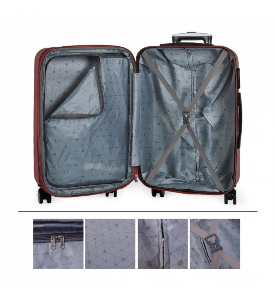 MALETA DE VIAJE RíGIDA 4 RUEDAS MEDIANA TROLLEY 71260 GRANATE 65X42X26CM