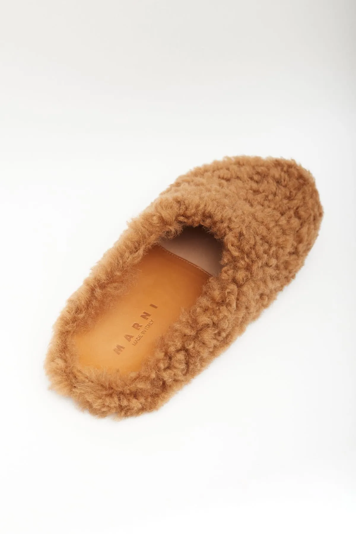 MARNI BROWN SHEARLING FUSSBET SABOT SLIPPERS