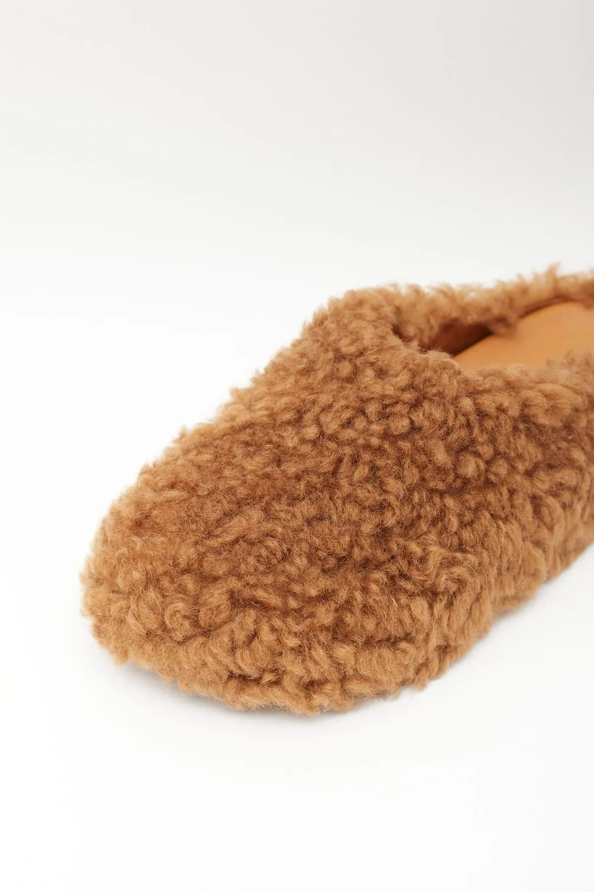 MARNI BROWN SHEARLING FUSSBET SABOT SLIPPERS