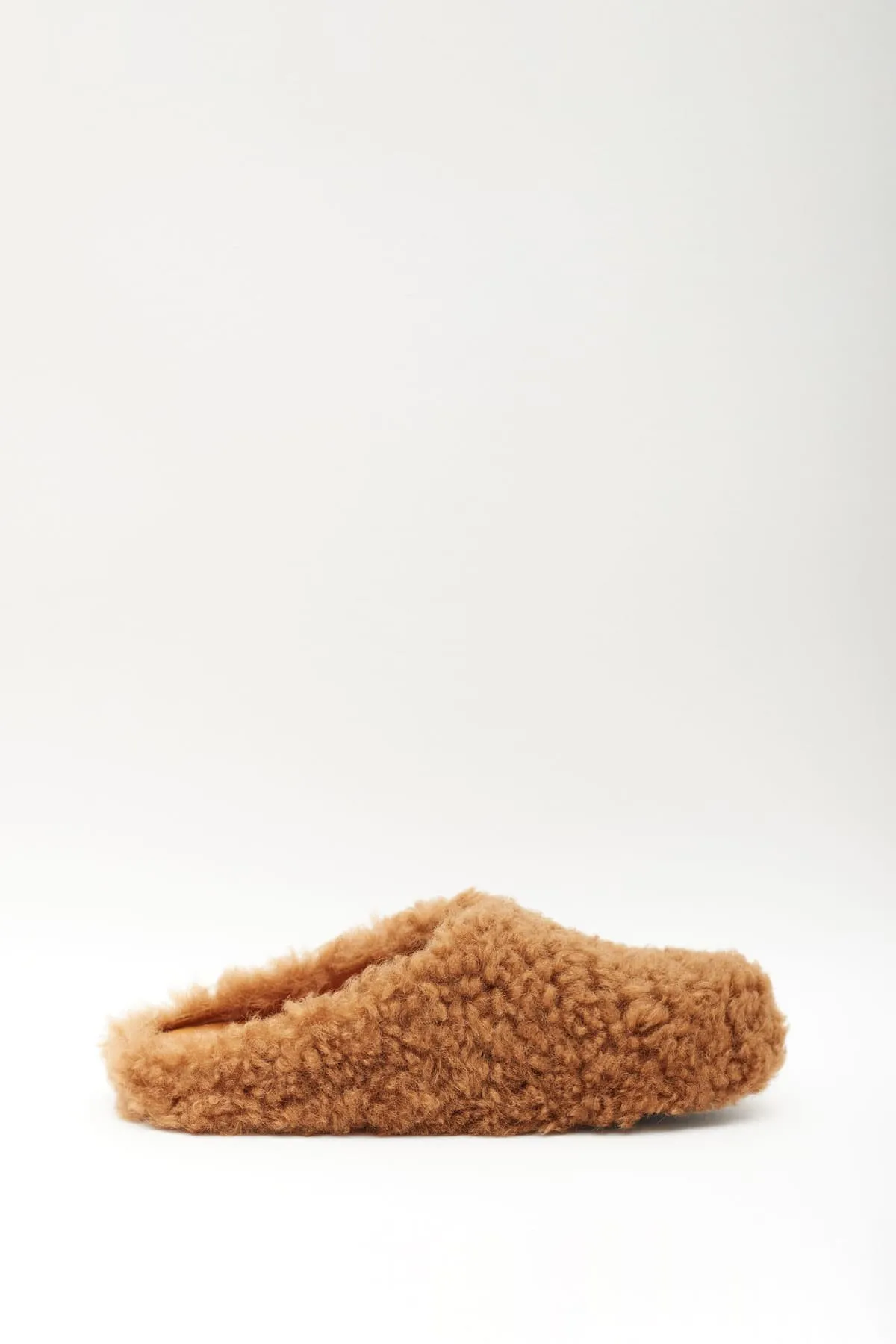 MARNI BROWN SHEARLING FUSSBET SABOT SLIPPERS