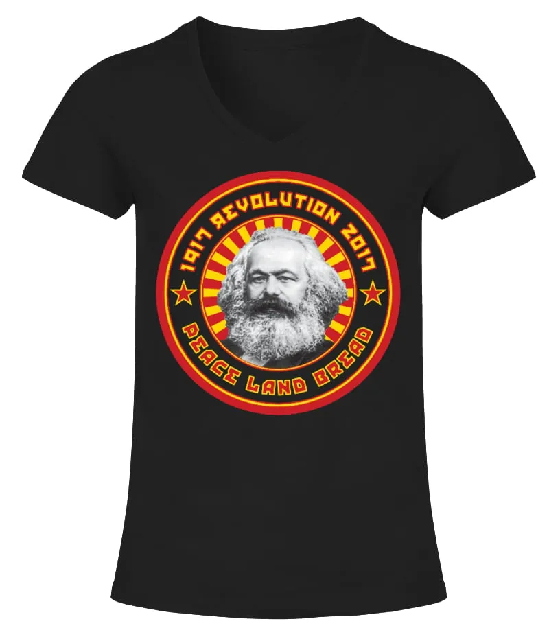 Marx Peace Land Bread Camiseta cuello pico Mujer
