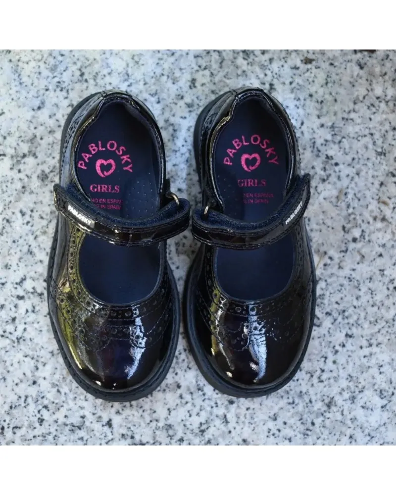 Pablosky 345529 colegial MERCEDES niña charol con velcro