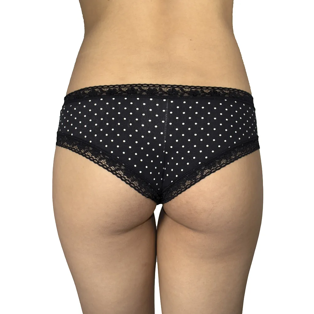 Panty cheeky polka dots con encaje