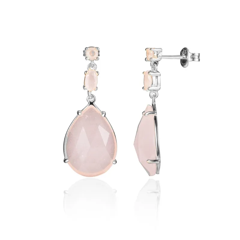 Pendientes Novia Cuarzo Rosa