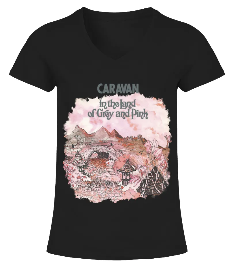 PGSRBK. CARAVAN  IN THE LAND OF GREY AND PINK CAMISETA CUELLO PICO MUJER