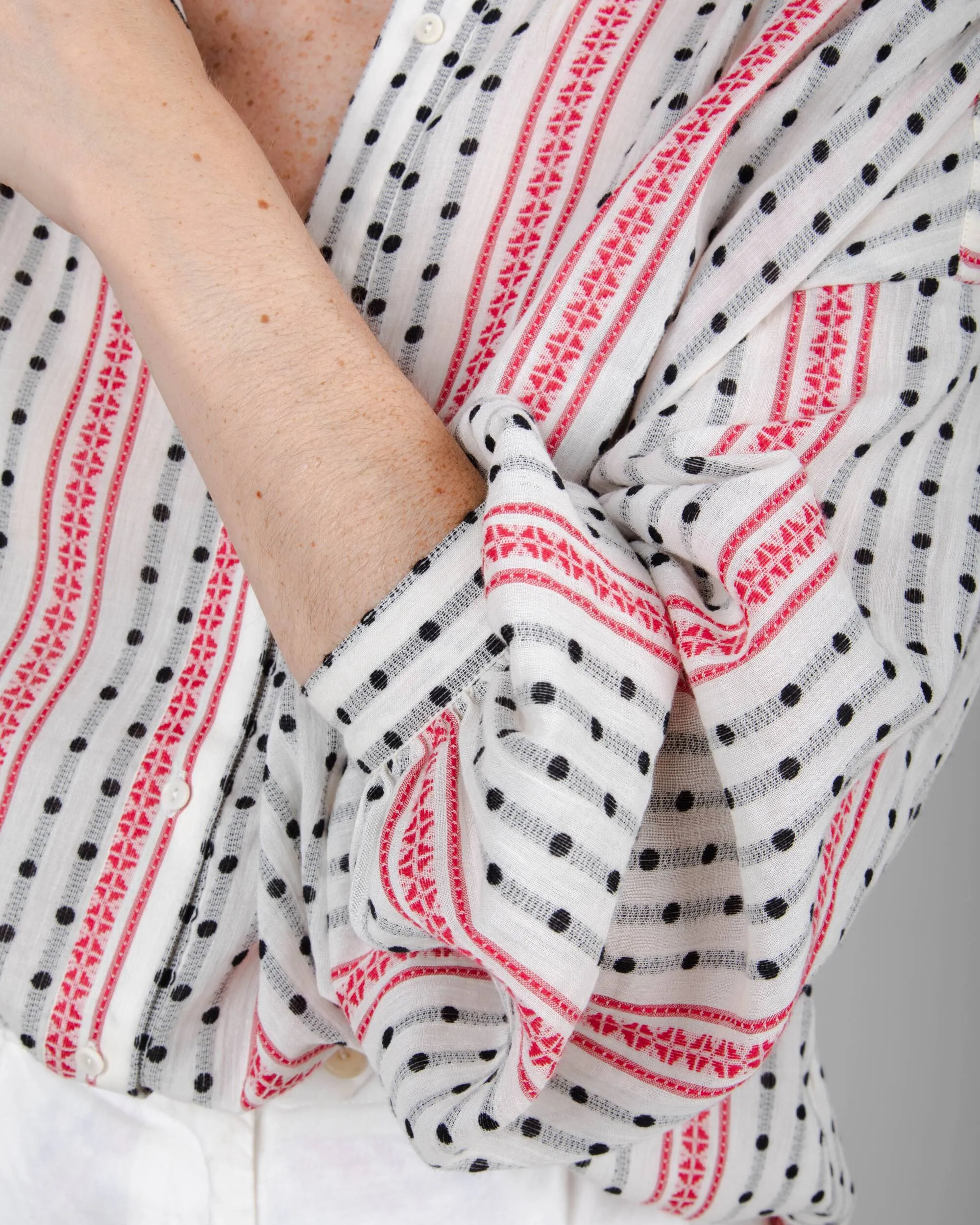 Polka Dot Boho Blouse Black