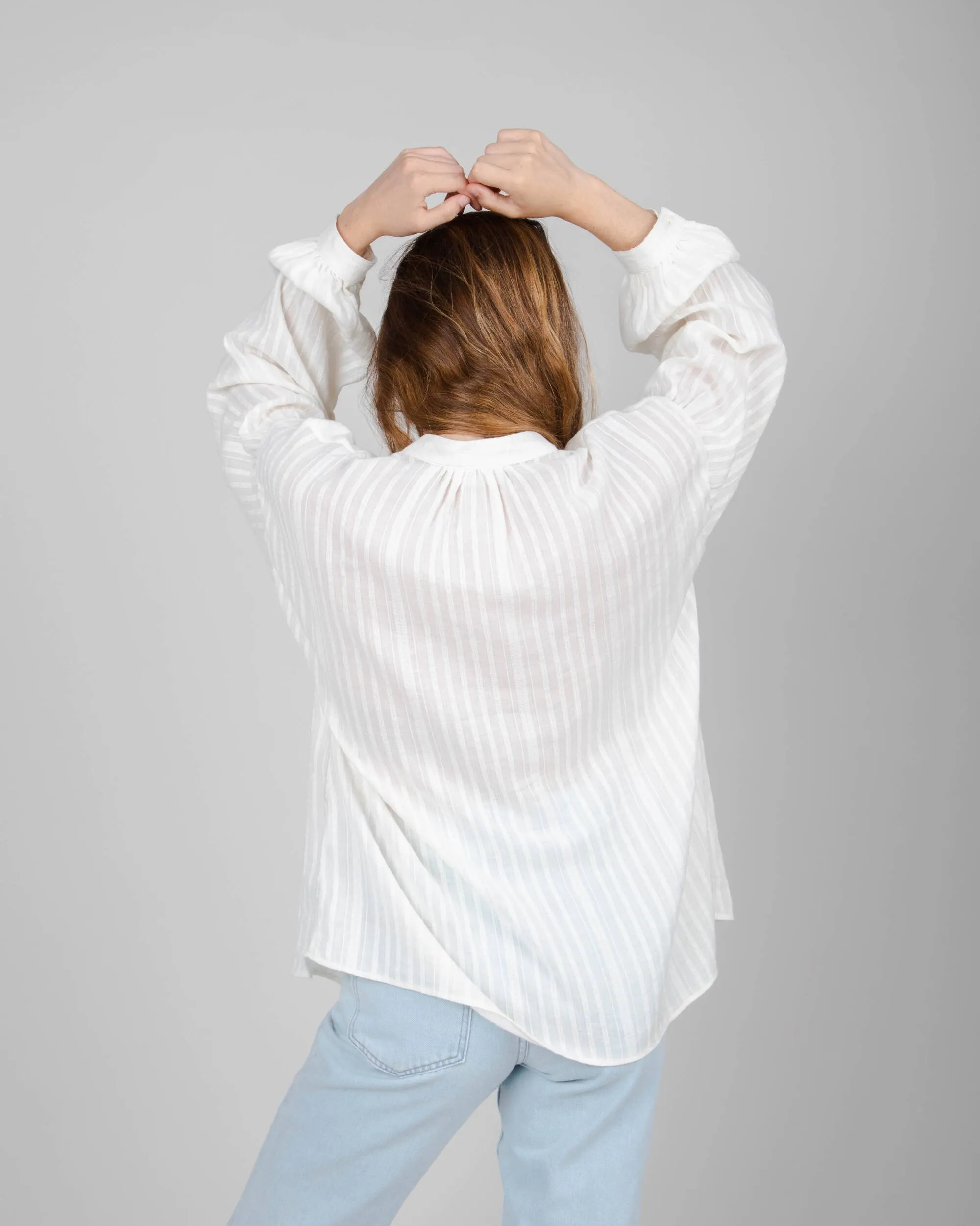 Polka Dot Boho Blouse White
