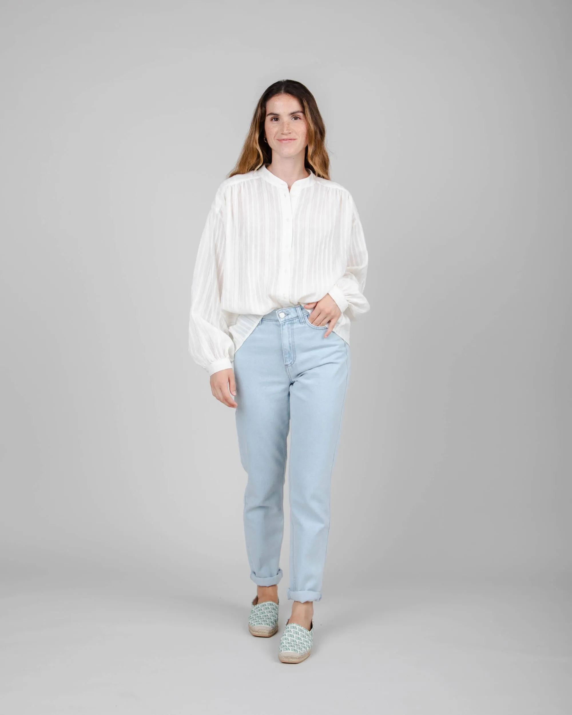 Polka Dot Boho Blouse White