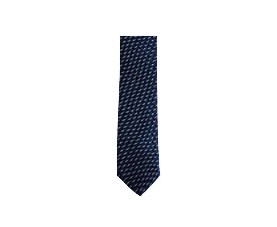 Prussian Blue Silk Tie with Ecru Micro dots
